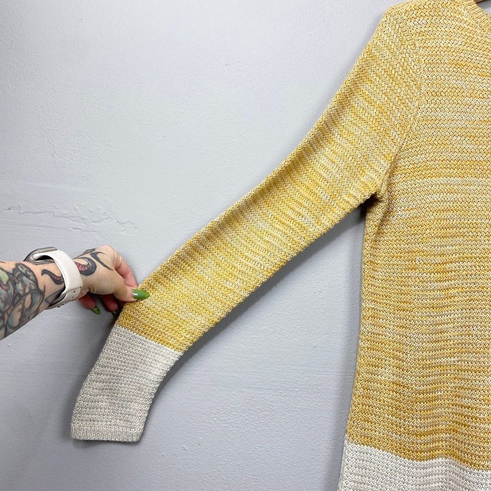 Coldwater Creek Yellow Knit Tunic Sweater Size M Cozy Fisherman Fall Layering - Picture 5 of 11
